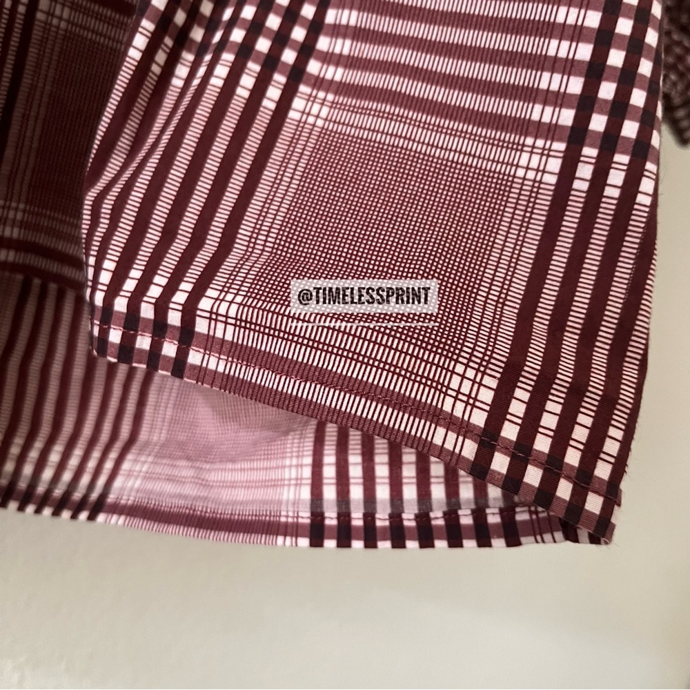 Never a Wallflower. High Neck Top Red Burgundy/White Cotton Plaid. - Picture 3 of 4